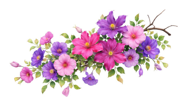 PNG Vibrant floral watercolor art