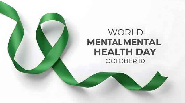 green ribbon on white background