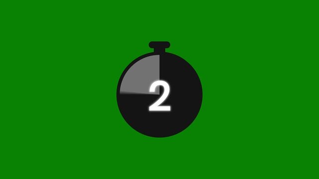 Quick 3 to 0 seconds intro countdown timer and start game stopwatch graphic element on green screen