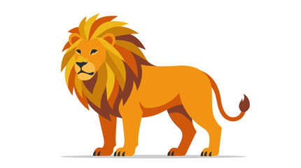 Lion illustration features a golden maned feline on a white background © Vector Hub24