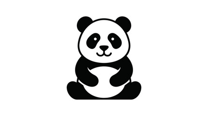 Black and white panda silhouette on a white background © Vector Hub24