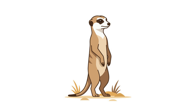 A meerkat stands upright in a colorful vector illustration