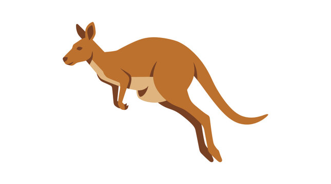 A jumping kangaroo is depicted in a flat vector illustration style