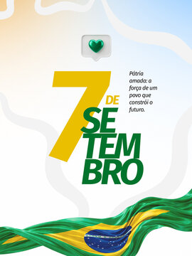 Independ&ecirc;ncia do Brasil P&aacute;tria Amada Post Card Insta Template Banner