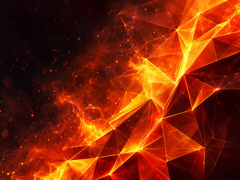 Powerful abstract fire background with glowing orange and red flames, swirling heat, radiant energy and dramatic luminous movement.