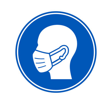 Face mask mandatory sign icons with protective mask symbol. PPE signage for face protection, workplace hygiene, healthcare and infection prevention.