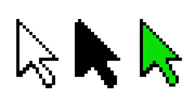 Pixel Style Computer Mouse Cursor Arrow Pointer Design Variations transparent background
