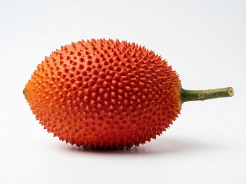 Gac fruit, also known as baby jackfruit, spiny bitter gourd, or sweet gourd, isolated on white background