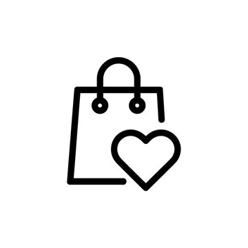 Shopping bag icon with a heart symbol