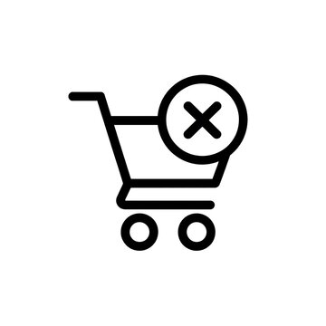 Shopping cart icon with a delete cross symbol