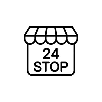 24 hour stop shop store icon vector