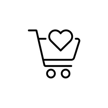 Shopping cart icon with a heart symbol