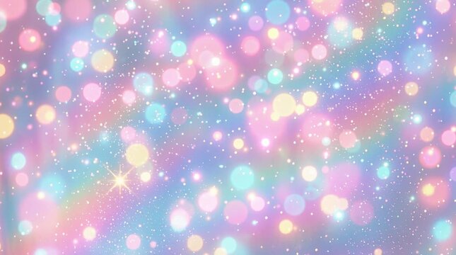 Pastel bokeh background, soft pink blue glitter sparkle dots, dreamy defocused glow. Gentle rainbow light particles, pastel bokeh shine texture