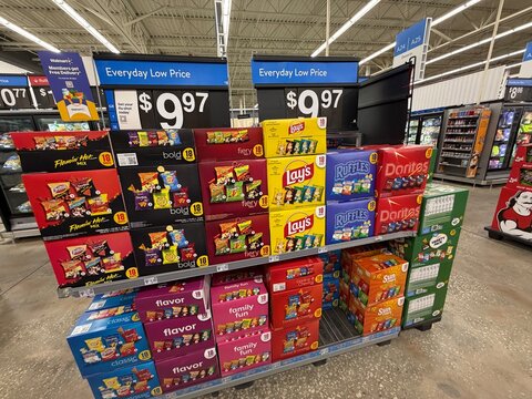 Frito Lay Variety Pack Chips Display at Walmart