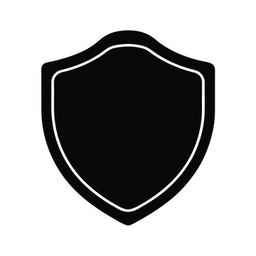 Black shield icon, simple heraldic design for security, protection, and defense concepts