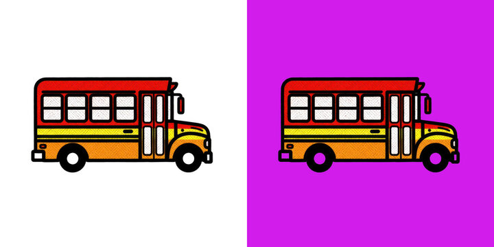 Vintage school bus graphic with yellow and red gradient tones