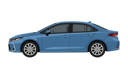 Naklejka premium Sedan Car in Blue: A sleek blue sedan car is depicted in profile, showcasing its modern design and clean lines. This image is perfect for automotive themes and transportation contexts.