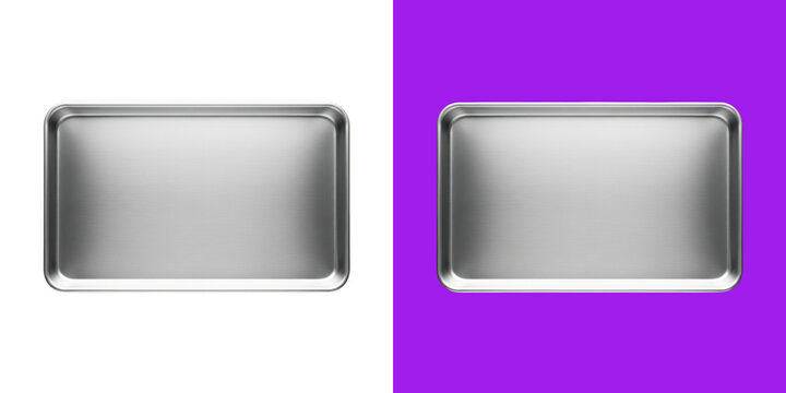 Empty rectangular metal baking sheet tray for cooking and food preparation