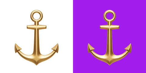 Shiny Gold Nautical Anchor Symbol for Maritime Design © Ismotara