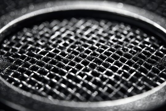 A high quality photo of a metal mesh sieve showing