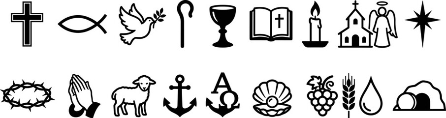 Set of christian religious symbols and icons © Mst Joyna Begum