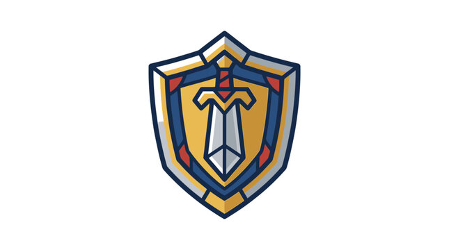 Medieval shield and sword crest emblem
