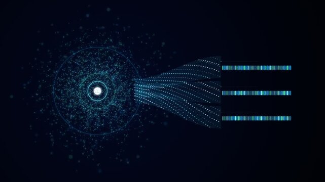 Digital eye scan biometric security identification with futuristic data encryption visualization