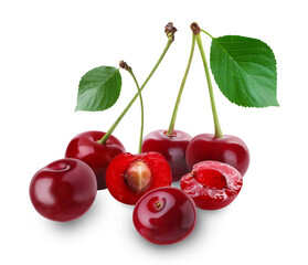 Fresh ripe cherries isolated on white. Tasty berry © New Africa