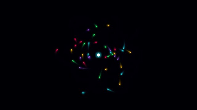 Colorful abstract fireworks display in dark space background