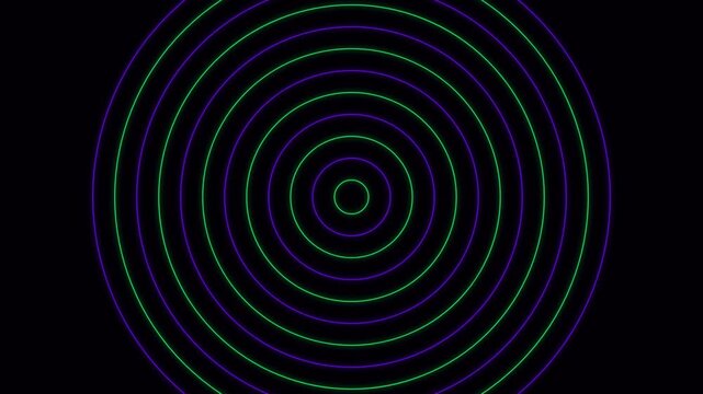 Colorful concentric circles pattern in dark space