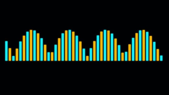 Colorful abstract bar graph with yellow and cyan bars on dark background