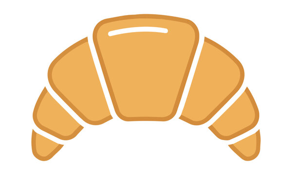 Minimalist icon of a golden crescent pastry with steam isolated on a white background bakery food concept