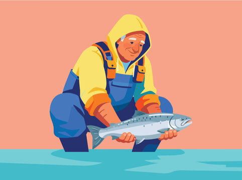 Fisherman holding large caught fish