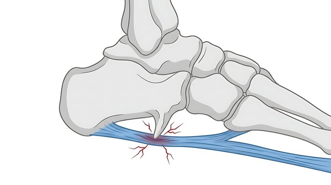Medical vector illustration of plantar fasciitis showing bone spur pressing
