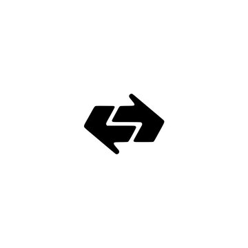 Crypto swap icon. Solid black glyph of coin swap for exchange and defi.