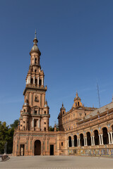 Tower and historic pavilion of Plaza de España in Seville, Spain © ph_sadore