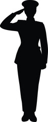 Fototapeta premium Silhouette of a person in military uniform saluting, silhouette, person, military, uniform, saluting, salute, officer, soldier, cap