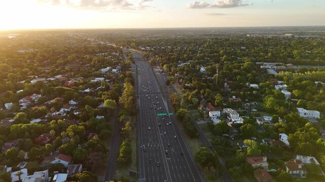 Aerial view of Panamericana highway interchange and Avenida Marquez in San Isidro