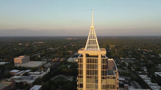 Aerial view from downtown Raleigh, North Carolina at sunset