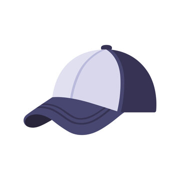 Baseball cap icon with curved visor and paneled crown, flat illustration
