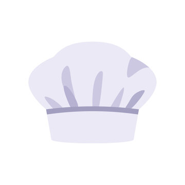 Chef hat icon with pleated crown and folded band, flat illustration