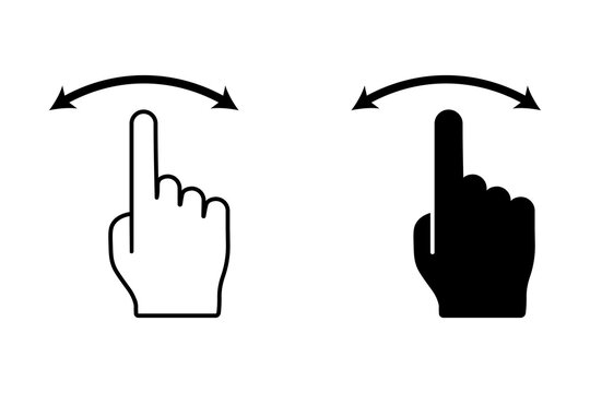Hand finger gesture icon set showing swipe left and right movement for touchscreen navigation