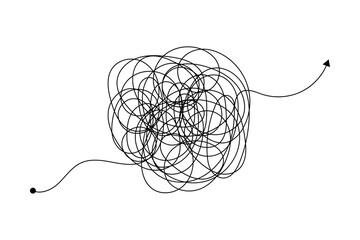 Black messy scribble line path from start to finish
