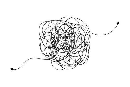 Black messy scribble line path from start to finish