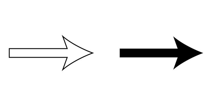 Black arrow icons pointing right in outline and solid style