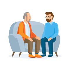Fototapeta premium Therapist, modern flat 2D illustration with clean simple shapes, isolated on a white background.