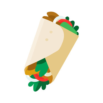 Shawarma, modern flat 2D illustration with clean simple shapes, isolated on a white background.