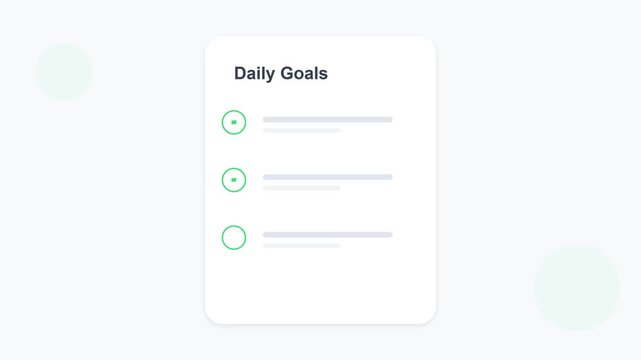 Minimalist Daily Goal Checklist Interface Mobile Application UI Animation