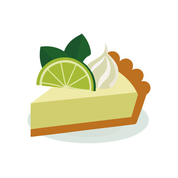Key Lime Pie, simple flat 2D artwork with minimal details, isolated on a white background.