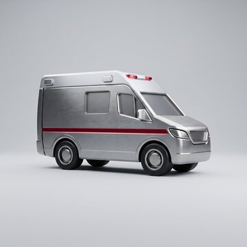 Metallic modern emergency ambulance van isolated on clean studio background 3D render